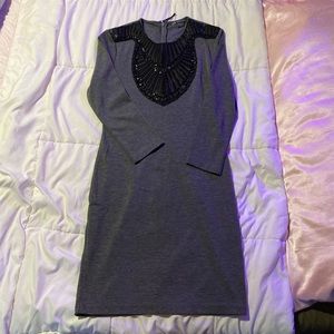 Grey with black dress